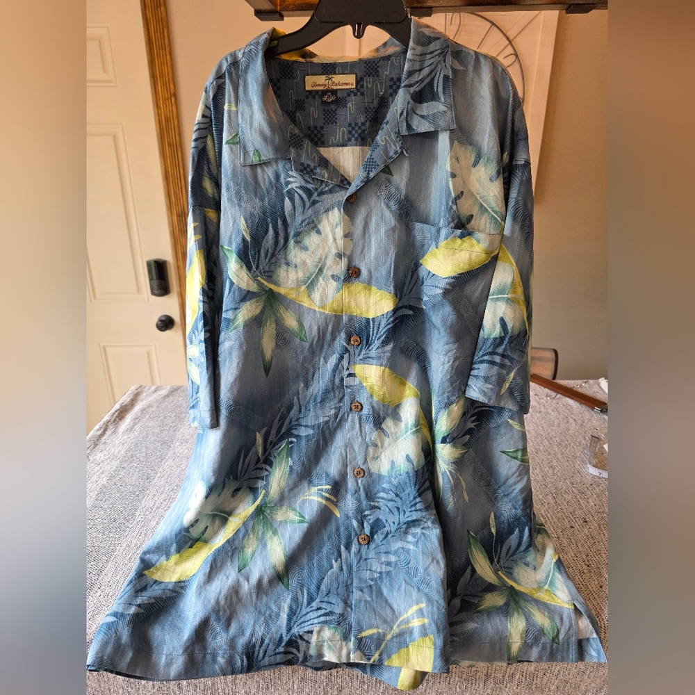 Tommy Bahama Blue and Green Silk Shirt